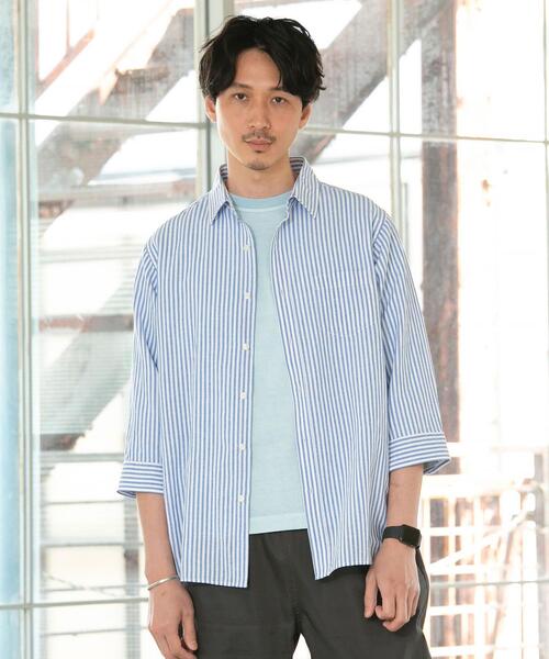 coen（コーエン）の「ヨクバリネン・チェック7分袖シャツ（シャツ/ブラウス・メンズ・ホワイト/オフホワイト/ライトブルー/ネイビー・LARGE/MEDIUM/X-LARGE/SMALL）」の13枚目の写真