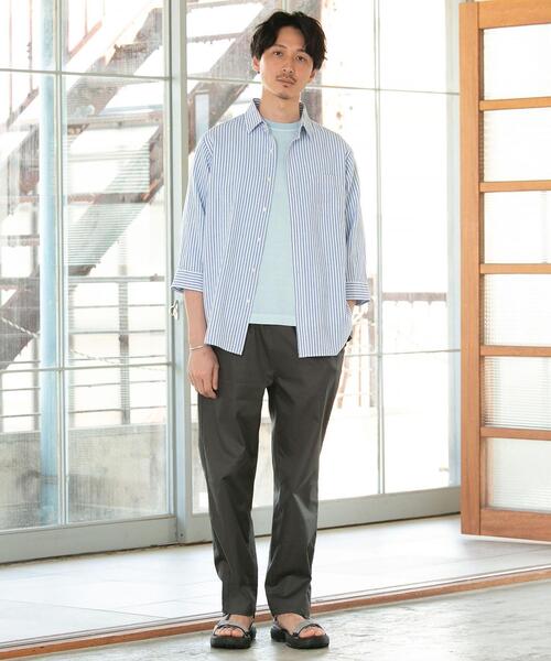 coen（コーエン）の「ヨクバリネン・チェック7分袖シャツ（シャツ/ブラウス・メンズ・ホワイト/オフホワイト/ライトブルー/ネイビー・LARGE/MEDIUM/X-LARGE/SMALL）」の15枚目の写真