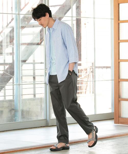 coen（コーエン）の「ヨクバリネン・チェック7分袖シャツ（シャツ/ブラウス・メンズ・ホワイト/オフホワイト/ライトブルー/ネイビー・LARGE/MEDIUM/X-LARGE/SMALL）」の16枚目の写真