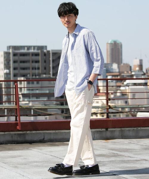 coen（コーエン）の「ヨクバリネン・チェック7分袖シャツ（シャツ/ブラウス・メンズ・ホワイト/オフホワイト/ライトブルー/ネイビー・LARGE/MEDIUM/X-LARGE/SMALL）」の18枚目の写真