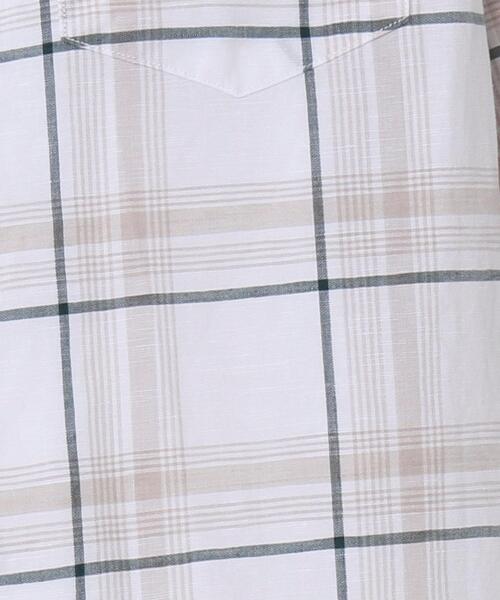 coen（コーエン）の「ヨクバリネン・チェック7分袖シャツ（シャツ/ブラウス・メンズ・ホワイト/オフホワイト/ライトブルー/ネイビー・LARGE/MEDIUM/X-LARGE/SMALL）」の19枚目の写真