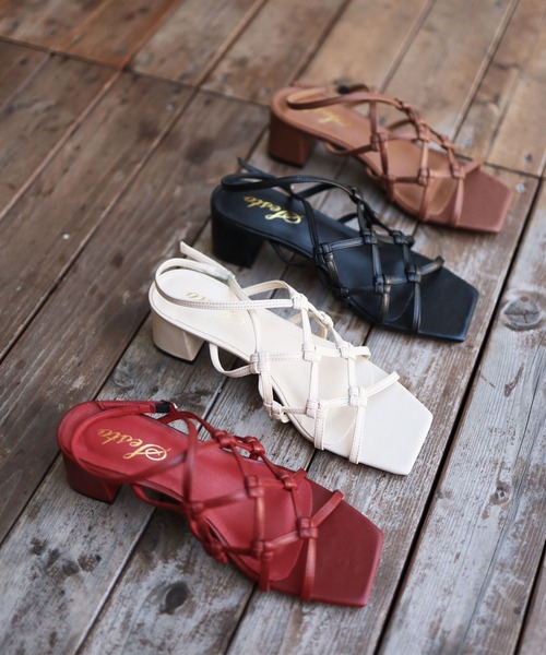 SESTO(セスト)の「編み上げストラップミドルヒールサンダル(サンダル・レディース・ブラック/レッド/アイボリー/キャメル・LL/3L/S/M/L)」の15枚目の写真