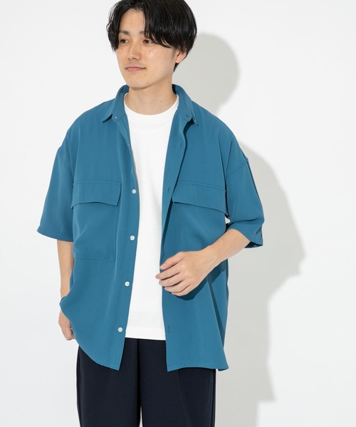 ITEMS URBANRESEARCH（アイテムズ アーバンリサーチ）の「ビッグシルエット 半袖CPOシャツ（シャツ/ブラウス・メンズ・ブラック/ベージュ/ブルー・SMALL/MEDIUM/LARGE）」の7枚目の写真