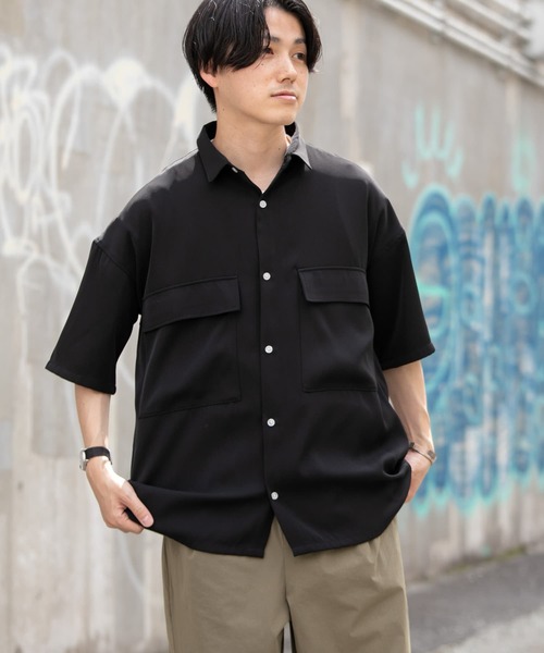 ITEMS URBANRESEARCH（アイテムズ アーバンリサーチ）の「ビッグシルエット 半袖CPOシャツ（シャツ/ブラウス・メンズ・ブラック/ベージュ/ブルー・SMALL/MEDIUM/LARGE）」の18枚目の写真