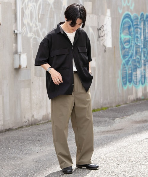 ITEMS URBANRESEARCH（アイテムズ アーバンリサーチ）の「ビッグシルエット 半袖CPOシャツ（シャツ/ブラウス・メンズ・ブラック/ベージュ/ブルー・SMALL/MEDIUM/LARGE）」の8枚目の写真