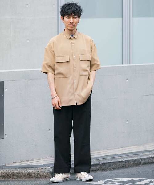 ITEMS URBANRESEARCH（アイテムズ アーバンリサーチ）の「ビッグシルエット 半袖CPOシャツ（シャツ/ブラウス・メンズ・ブラック/ベージュ/ブルー・SMALL/MEDIUM/LARGE）」の15枚目の写真