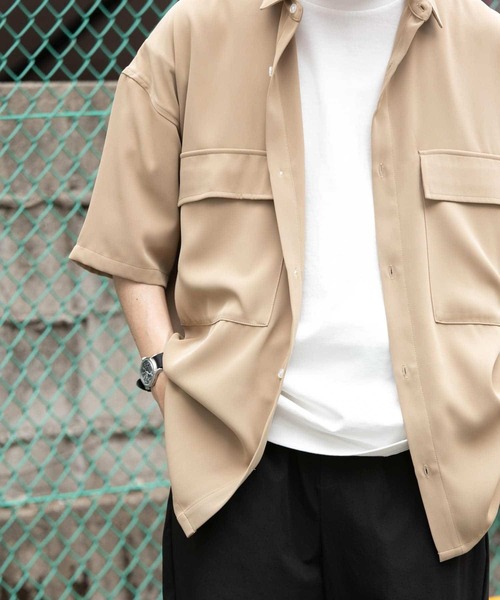 ITEMS URBANRESEARCH（アイテムズ アーバンリサーチ）の「ビッグシルエット 半袖CPOシャツ（シャツ/ブラウス・メンズ・ブラック/ベージュ/ブルー・SMALL/MEDIUM/LARGE）」の9枚目の写真