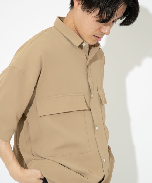 ITEMS URBANRESEARCH（アイテムズ アーバンリサーチ）の「ビッグシルエット 半袖CPOシャツ（シャツ/ブラウス・メンズ・ブラック/ベージュ/ブルー・SMALL/MEDIUM/LARGE）」の13枚目の写真