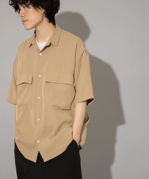 ITEMS URBANRESEARCH（アイテムズ アーバンリサーチ）の「ビッグシルエット 半袖CPOシャツ（シャツ/ブラウス・メンズ・ブラック/ベージュ/ブルー・SMALL/MEDIUM/LARGE）」の6枚目の写真