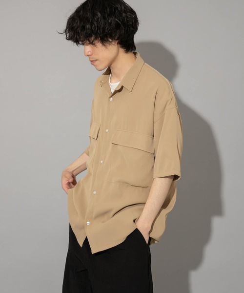 ITEMS URBANRESEARCH（アイテムズ アーバンリサーチ）の「ビッグシルエット 半袖CPOシャツ（シャツ/ブラウス・メンズ・ブラック/ベージュ/ブルー・SMALL/MEDIUM/LARGE）」の20枚目の写真