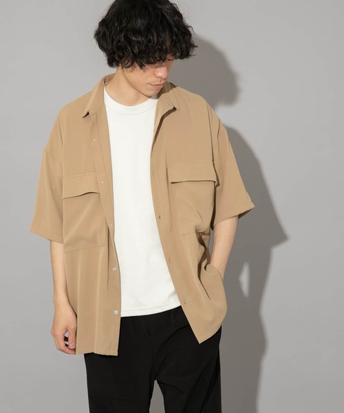 ITEMS URBANRESEARCH（アイテムズ アーバンリサーチ）の「ビッグシルエット 半袖CPOシャツ（シャツ/ブラウス・メンズ・ブラック/ベージュ/ブルー・SMALL/MEDIUM/LARGE）」の10枚目の写真