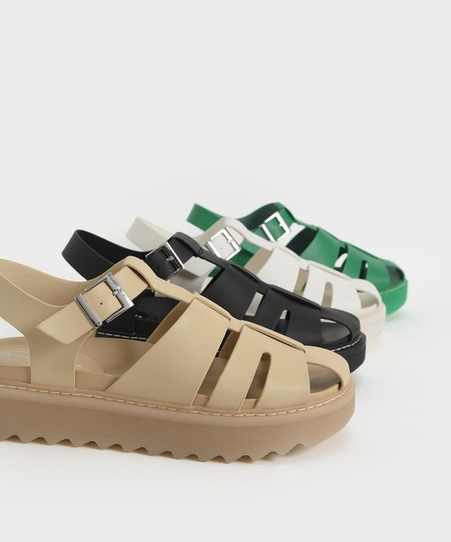 CHARLES & KEITH(チャールズ & キース)の「カットアウト ケージサンダル(サンダル・レディース・ブラック/オフホワイト/グリーン/ライトブラウン/ブラック系その他6/ホワイト・22.5cm/23cm/23.5cm/24.5cm/25cm/25.5cm)」の8枚目の写真