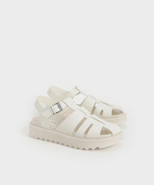 CHARLES & KEITH(チャールズ & キース)の「カットアウト ケージサンダル(サンダル・レディース・ブラック/オフホワイト/グリーン/ライトブラウン/ブラック系その他6/ホワイト・22.5cm/23cm/23.5cm/24.5cm/25cm/25.5cm)」の14枚目の写真