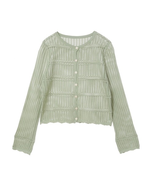 fifth（フィフス）の「透かし編みコンパクトショートカーデガン（カーディガン/ボレロ・レディース・ホワイト/グリーン・MEDIUM）」の9枚目の写真