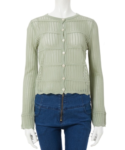 fifth（フィフス）の「透かし編みコンパクトショートカーデガン（カーディガン/ボレロ・レディース・ホワイト/グリーン・MEDIUM）」の11枚目の写真