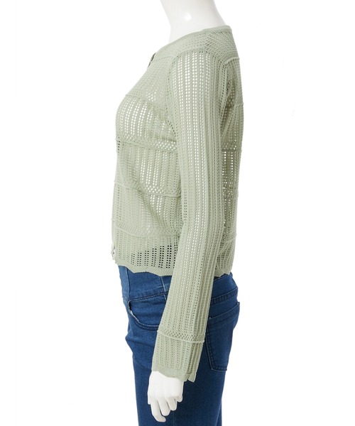 fifth（フィフス）の「透かし編みコンパクトショートカーデガン（カーディガン/ボレロ・レディース・ホワイト/グリーン・MEDIUM）」の5枚目の写真