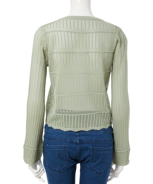 fifth（フィフス）の「透かし編みコンパクトショートカーデガン（カーディガン/ボレロ・レディース・ホワイト/グリーン・MEDIUM）」の6枚目の写真
