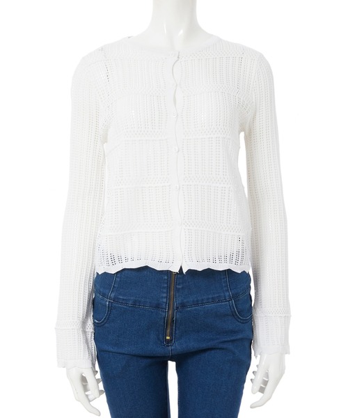 fifth（フィフス）の「透かし編みコンパクトショートカーデガン（カーディガン/ボレロ・レディース・ホワイト/グリーン・MEDIUM）」の8枚目の写真