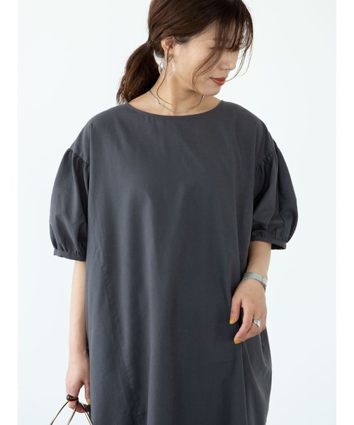 Green Parks(グリーンパークス)の「ゆったりボリュームワンピース*(ワンピース・レディース・チャコールグレー/ベージュ/グリーン・FREE)」の16枚目の写真