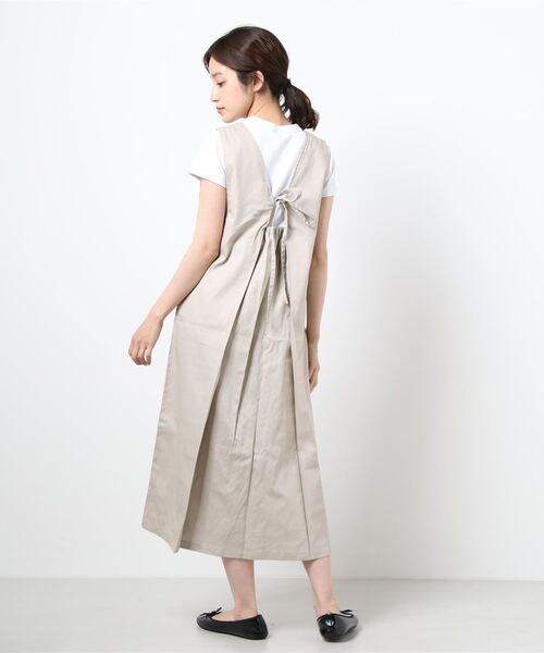 ehka sopo（エヘカソポ）の「後ろリボンジャンスカ（ジャンパースカート・レディース・ブラウン/グリーン/ベージュ・ﾌﾘ-）」の5枚目の写真