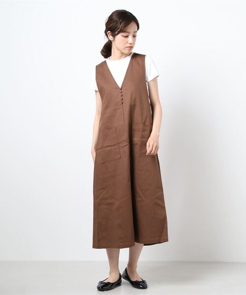 ehka sopo（エヘカソポ）の「後ろリボンジャンスカ（ジャンパースカート・レディース・ブラウン/グリーン/ベージュ・ﾌﾘ-）」の10枚目の写真