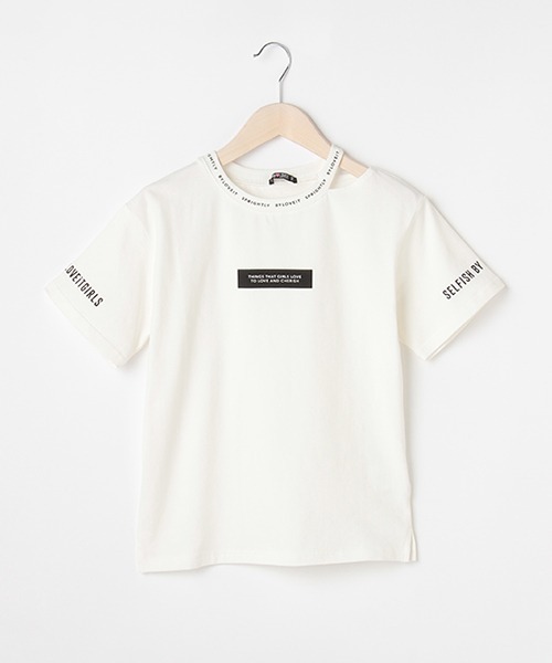 by LOVEiT（バイラビット）の「衿スリットロゴプリントTシャツ（Tシャツ/カットソー・キッズ・ラベンダー/ブラック/ホワイト・120cm/160cm/150cm/130cm/140cm）」の2枚目の写真