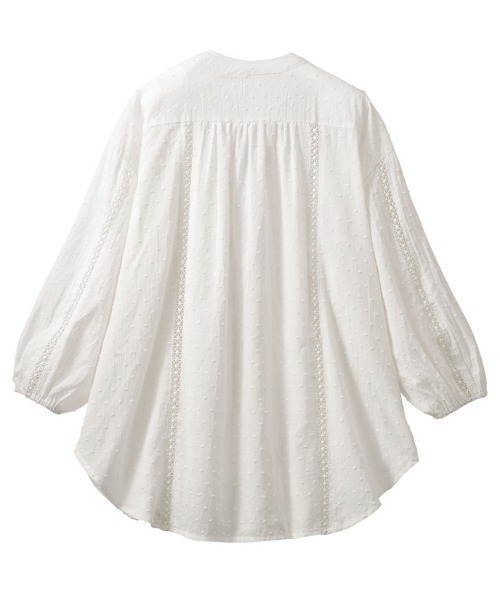GeeRA(ジーラ)の「レーストリミングバンドカラーブラウス(シャツ/ブラウス・レディース・ブラック/オフホワイト・X-LARGE/MEDIUM/LARGE)」の5枚目の写真