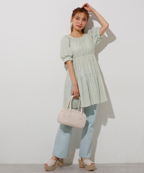 one after another NICE CLAUP（ワンアフターアナザーナイスクラップ）の「バックリボン袖コンシャスチュニック（チュニック・レディース・オフホワイト/ホワイト系その他/ブラック/ミント・FREE）」の9枚目の写真