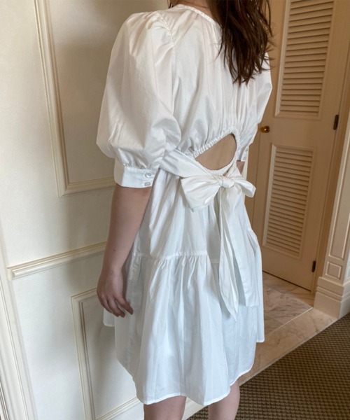 one after another NICE CLAUP（ワンアフターアナザーナイスクラップ）の「バックリボン袖コンシャスチュニック（チュニック・レディース・オフホワイト/ホワイト系その他/ブラック/ミント・FREE）」の12枚目の写真