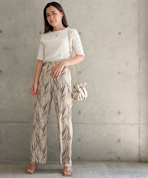 Per sist ence(パーシエンス)の「Per sist ence/パーシエンス ゼブラ柄フレアパンツ(その他パンツ・レディース・アイボリー/モカ・FREE)」の5枚目の写真