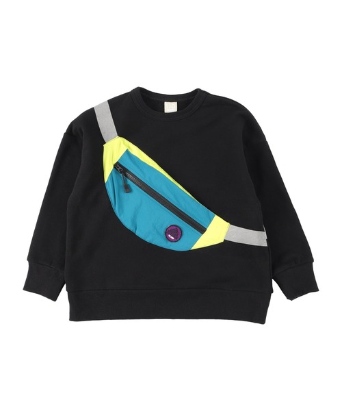 DILASH（ディラッシュ）の「抗菌だまし絵ボディバッグトレーナー（スウェット・キッズ・ブラック/レッド・90/100/110/120/80/130/140）」の2枚目の写真