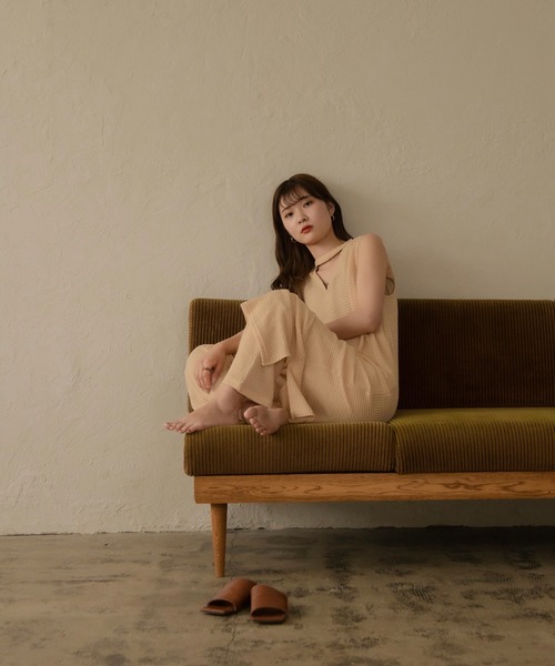 I_am（アイアム）の「Lady mesh ops（ワンピース・レディース・ベージュ/オレンジ・FREE）」の9枚目の写真