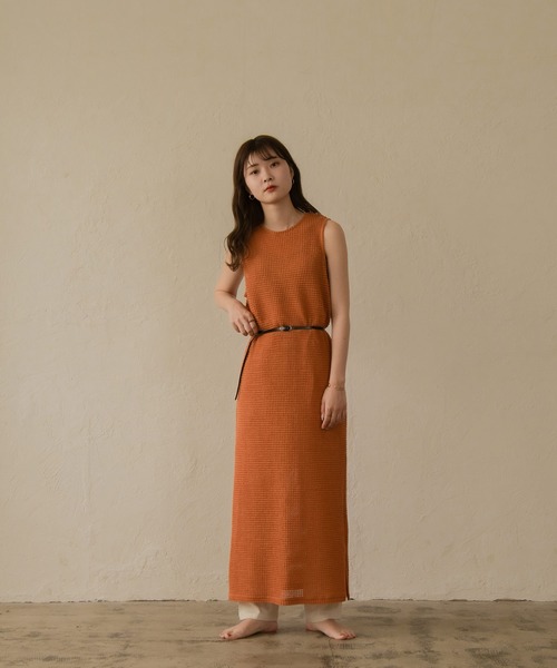 I_am（アイアム）の「Lady mesh ops（ワンピース・レディース・ベージュ/オレンジ・FREE）」の6枚目の写真