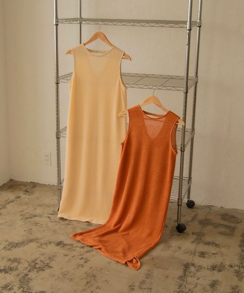I_am（アイアム）の「Lady mesh ops（ワンピース・レディース・ベージュ/オレンジ・FREE）」の3枚目の写真