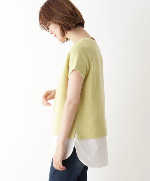 DRESKIP(ドレスキップ)の「◆ワッフル素材重ね着風トップス(Tシャツ/カットソー・レディース・ブラック/オフホワイト/カーキ/レモンイエロー・02/03/04)」の10枚目の写真