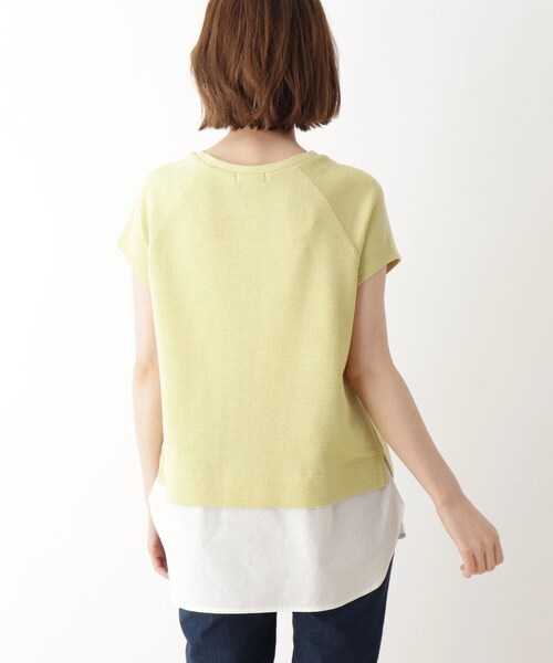DRESKIP(ドレスキップ)の「◆ワッフル素材重ね着風トップス(Tシャツ/カットソー・レディース・ブラック/オフホワイト/カーキ/レモンイエロー・02/03/04)」の7枚目の写真