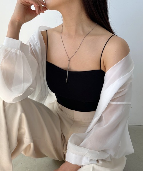 CLEA（クレア）の「カップ付きスキニーストラップキャミソール（キャミソール・レディース・ホワイト/ブラック/サックスブルー/ピンク/ブラウン・FREE）」の22枚目の写真