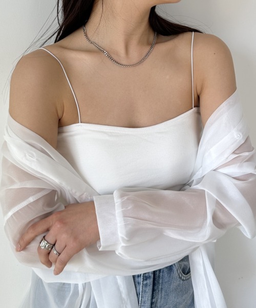 CLEA（クレア）の「カップ付きスキニーストラップキャミソール（キャミソール・レディース・ホワイト/ブラック/サックスブルー/ピンク/ブラウン・FREE）」の11枚目の写真