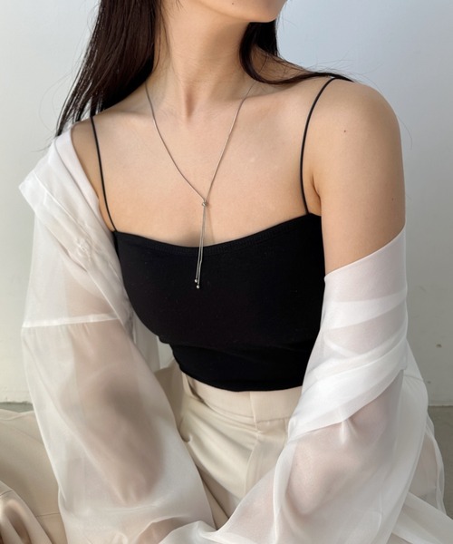 CLEA（クレア）の「カップ付きスキニーストラップキャミソール（キャミソール・レディース・ホワイト/ブラック/サックスブルー/ピンク/ブラウン・FREE）」の19枚目の写真