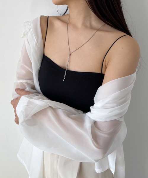 CLEA（クレア）の「カップ付きスキニーストラップキャミソール（キャミソール・レディース・ホワイト/ブラック/サックスブルー/ピンク/ブラウン・FREE）」の21枚目の写真