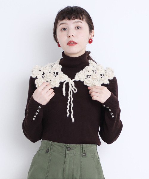 CHILD WOMAN（チャイルドウーマン）の「VICTORIAソモウ14GGリブタートル（ニット/セーター・レディース・ダークブラウン/パープル/レッド/サックスブルー/ピンク/イエロー/オレンジ/グリーン/アイボリー/その他/ブラック・FREE）」の4枚目の写真