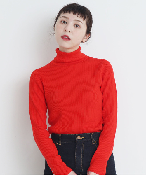 CHILD WOMAN（チャイルドウーマン）の「VICTORIAソモウ14GGリブタートル（ニット/セーター・レディース・ダークブラウン/パープル/レッド/サックスブルー/ピンク/イエロー/オレンジ/グリーン/アイボリー/その他/ブラック・FREE）」の10枚目の写真