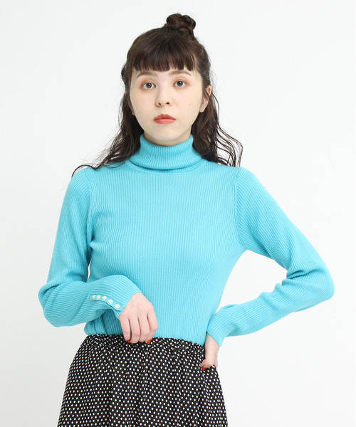 CHILD WOMAN（チャイルドウーマン）の「VICTORIAソモウ14GGリブタートル（ニット/セーター・レディース・ダークブラウン/パープル/レッド/サックスブルー/ピンク/イエロー/オレンジ/グリーン/アイボリー/その他/ブラック・FREE）」の12枚目の写真