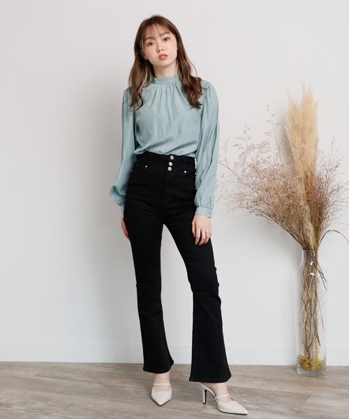 LIPSERVICE（リップサービス）の「スリムフレアdenimパンツ（デニムパンツ・レディース・ブラウン/インディゴブルー/ブラック・S/M）」の13枚目の写真