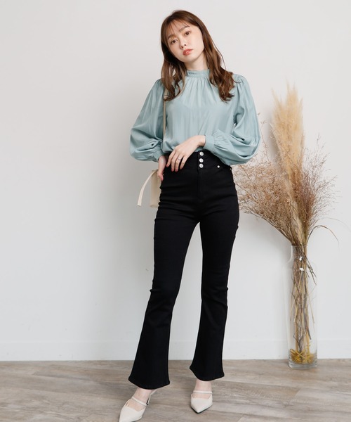 LIPSERVICE（リップサービス）の「スリムフレアdenimパンツ（デニムパンツ・レディース・ブラウン/インディゴブルー/ブラック・S/M）」の15枚目の写真