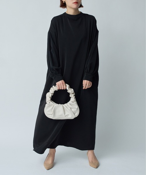 SETUP7（セットアップセブン）の「【SETUP7】ハンドプリーツタックハーフムーンバッグ KNF（ハンドバッグ・レディース・ホワイト/ブラック/ブラウン/サックスブルー・FREE）」の10枚目の写真