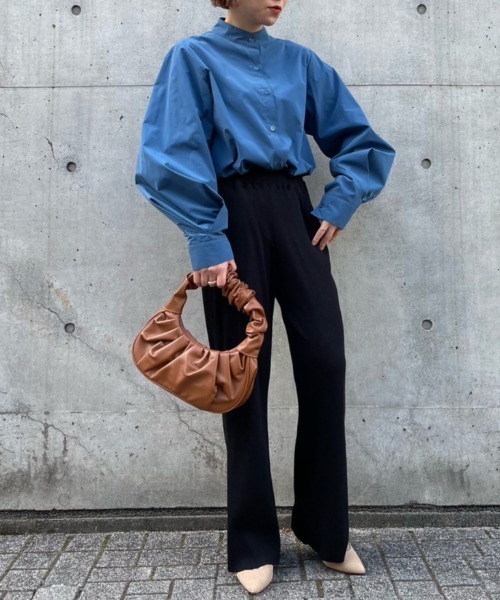 SETUP7（セットアップセブン）の「【SETUP7】ハンドプリーツタックハーフムーンバッグ KNF（ハンドバッグ・レディース・ホワイト/ブラック/ブラウン/サックスブルー・FREE）」の8枚目の写真