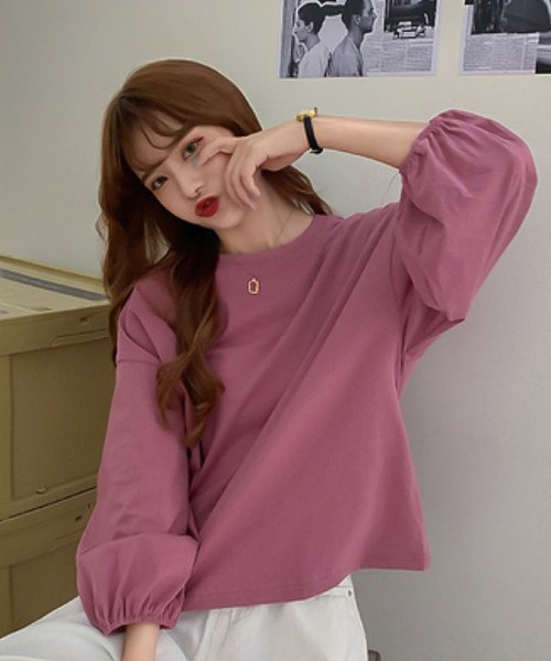 Bifrost(ビフレスト)の「ボリュームスリーブカットソー(Tシャツ/カットソー・レディース・ホワイト/ブラック/パープル/ピンク/イエロー/オレンジ/ブルー・F)」の5枚目の写真