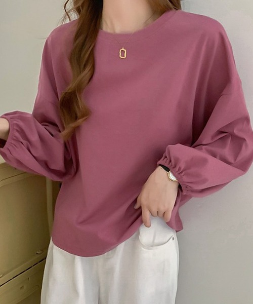 Bifrost(ビフレスト)の「ボリュームスリーブカットソー(Tシャツ/カットソー・レディース・ホワイト/ブラック/パープル/ピンク/イエロー/オレンジ/ブルー・F)」の9枚目の写真