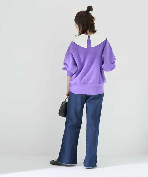 Simplicite(サンプリシテ)の「カレッジロゴスウェット◆(スウェット・レディース・ホワイト/ネイビー/パープル・FREE)」の13枚目の写真